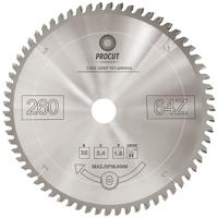 Пильный диск ProCut 260x30x2,4/1,6 Z=64 ATB -5° торцовочный с тонким пропилом для поперечного реза