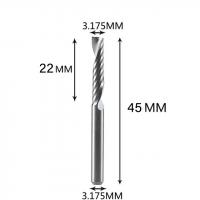 Фреза спиральная однозаходная, стружка вверх 3,175х22х45х3,175 мм