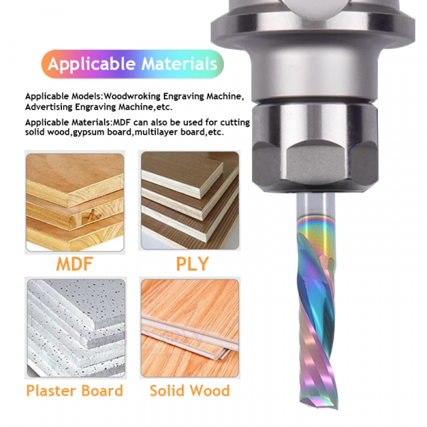 Твердосплавная спиральная однозаходная фреза твердостью HRC70 с покрытием DLC-3 стружкой вверх (ø3,175хø1,0х4 L=38мм)