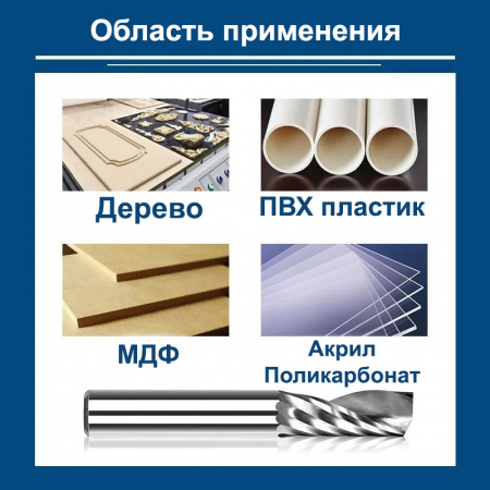 Фреза спиральная однозаходная, стружка вверх 4х15х45х4 мм